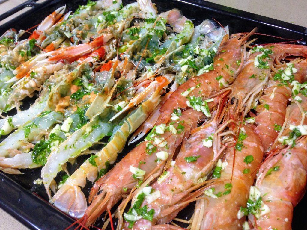 Cigalas y Gambones al horno